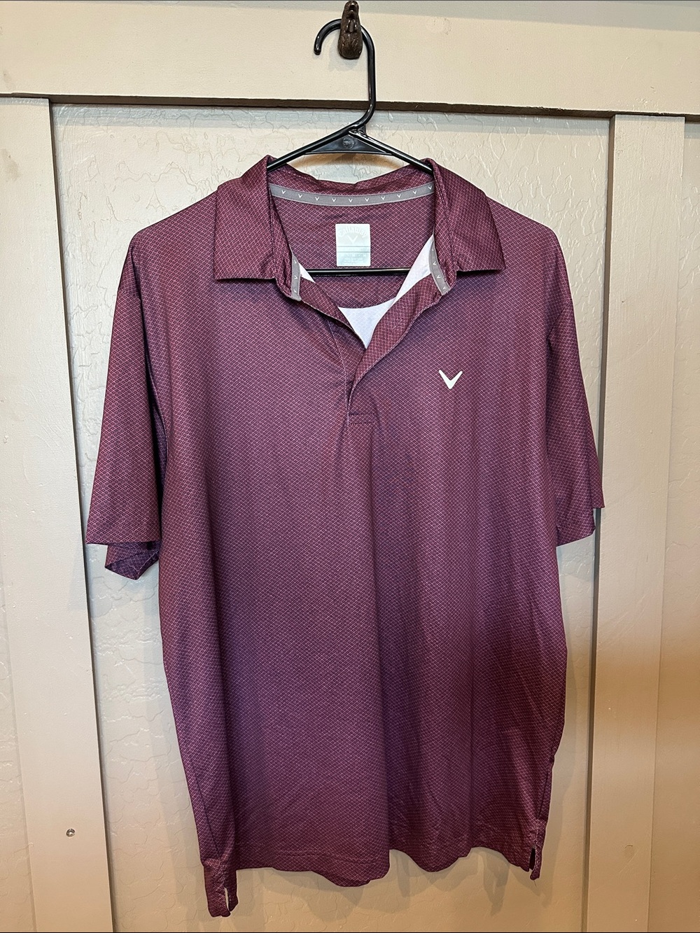 Callaway Opti-Dri Men's Maroon Polo with Subtle Pattern